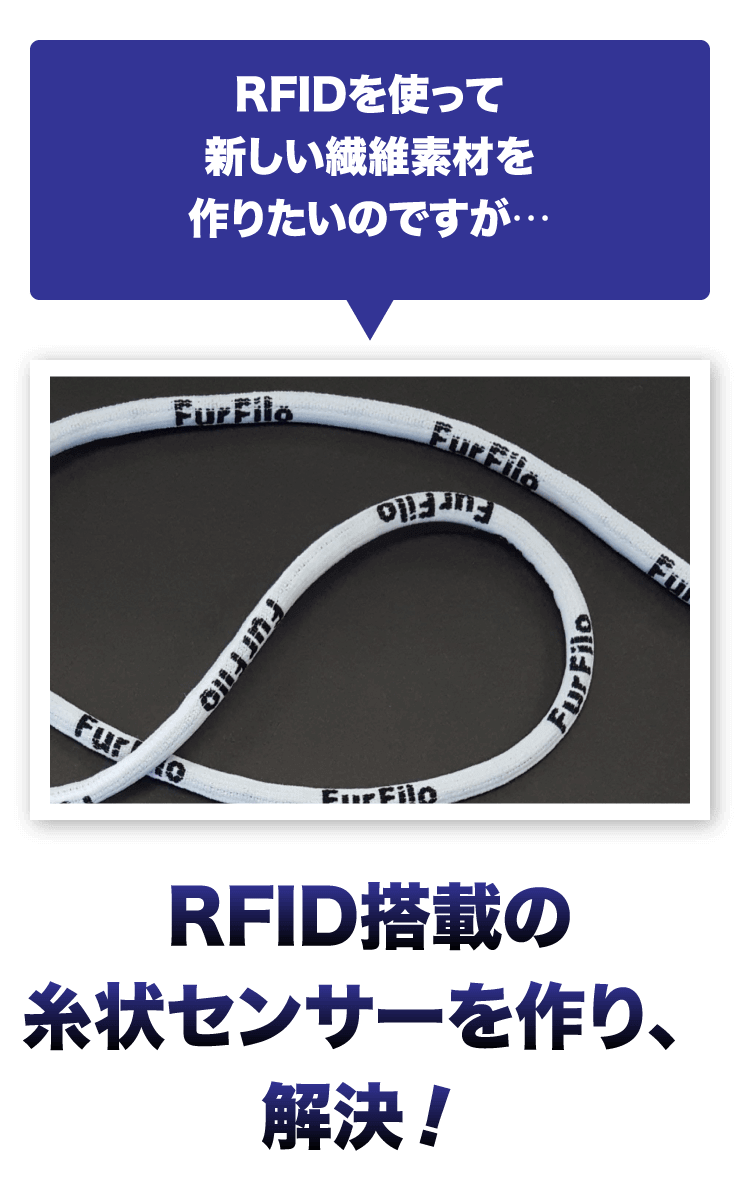 RFID搭載の糸状センサーを作り、解決！